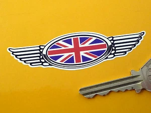Union Jack Winged Helmet Sticker 90mm Motorcycle Bike British Great Britain Flag - Picture 1 of 1