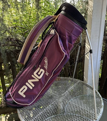 Bolsa de golf Ping by Karsten años 90 púrpura iridiscente correa única 4 vías superior EE. UU. usada Foto 1 de 4