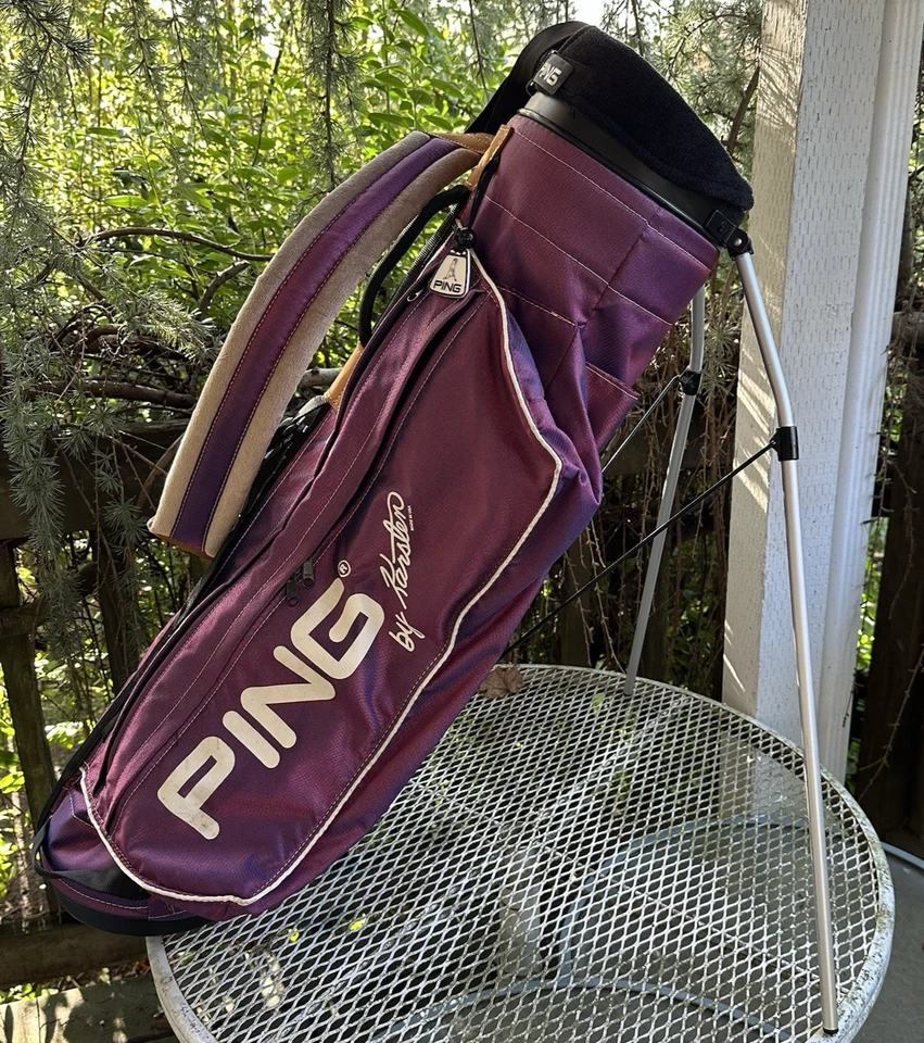 1990 年代 Ping by Karsten 高尔夫球包 Iridescent 紫色单肩带 4 路上衣美国二手 — 第 1/4 张图片