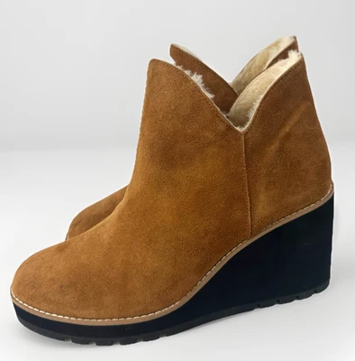 Botín de cuña forrado de piel de oveja gamuza chalet para mujer EILEEN FISHER talla 10 NUEVO $275 Foto 1 de 4