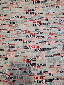 NEU MARITIM OZEAN MEER SCHIFF STRAND 4 YARD 6" BAUMWOLLSTOFF NÄHEN LAPPEN QUILTEN - Bild 1 von 6