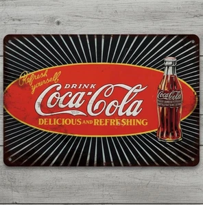 Coca-Cola Lecker & Erfrischend 8 x 12 Neuheit Blechschild Made In USA Neu! - Bild 1 von 3