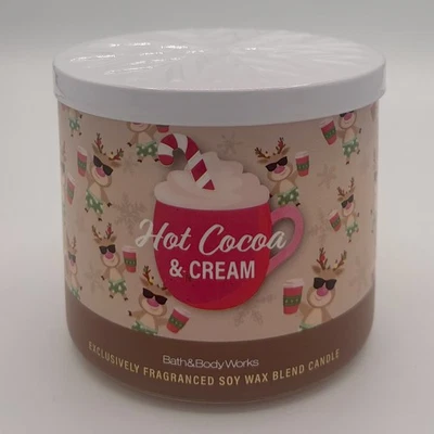 Bath & Body Works Hot Cacao & Cream 3 Mechas Vela Navidad en Julio 2025 ¡NUEVO! Foto 1 de 4