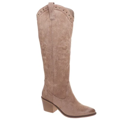 Pierre Dumas Mujer Whitney-6 Tachonado Pull On Western Botas Altas, Taupe Foto 1 de 4