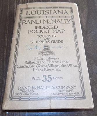 1918 RAND McNALLY INDEXED POCKET MAP ~ Tourists and Shippers Guide ~ Louisiana - Image 1 of 4