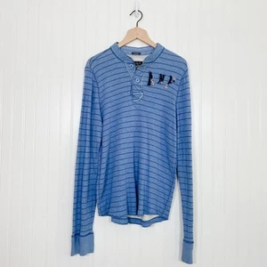 Vintage Abercrombie & Fitch Mens Y2K Henley Shirt Size M Striped Muscle Logo - Picture 1 of 10
