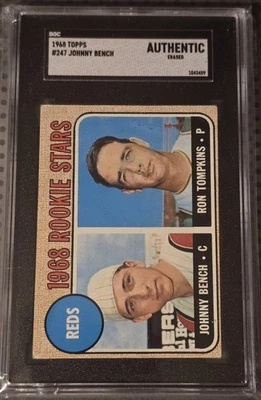 1968 年 Topps Johnny Bench/Tompkins #247 RC 新秀 SGC 正品 Great Eye Appeal!! — 第 1/2 张图片