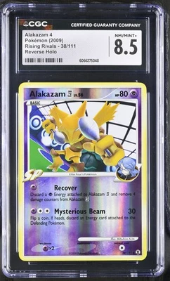 CGC 8.5 Alakazam 4 2009 Rising Rivals 38/111 Reverse Holo Pokemon Card - Image 1 of 2