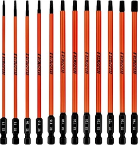 12Pcs Long Torx Bit Set 6-Inch (152mm) T7 to T40 Magnetic Security Tamper Pro... - Picture 1 of 7