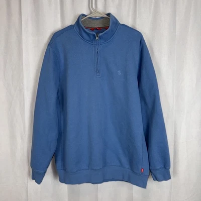 Suéter IZOD Henley Cremallera Azul Marino Algodón Manga Larga Tejido Fair Isle Para Hombres XL GUC Foto 1 de 4