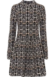 Strickkleid mit Jacquard Gr. 32/34 Schwarz Bedruckt Damen Langarm-Kleid Neu* - Bild 1 von 1