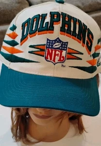 Vintage Logo Athletic Miami Dolphins Diamond Cut Snapback Hat 90s Cap NFL Wool - Bild 1 von 5