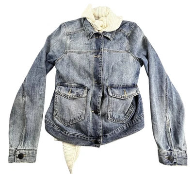 Chaqueta vaquera mediana vintage de Abercrombie & Fitch para mujer azul abrigo bufanda Y2K Foto 1 de 4