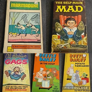 Lot of 5 Al Jaffee Mad Marmaduke Beetle Bailey Comic Paperback Books Vintage - Picture 1 of 15