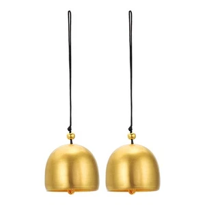 2Pcs Wind Chime Hanging Temple Bell Metal Chinese Wind Chime 1.5" Gold Black - Picture 1 of 7