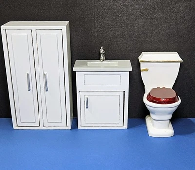 Juego de baño miniatura para casa de muñecas lote de 3 ~ escala 1:12 Foto 1 de 4