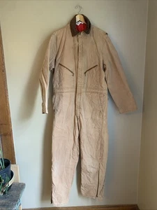 Walls Blizzard Pruf Insulated Tan Canvas Coveralls LG Regular Corduroy Collar - Picture 1 of 15