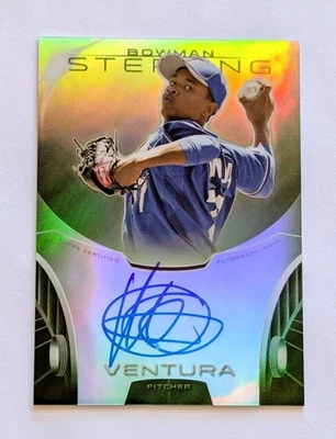 2013 年 Bowman Sterling Yordano Ventura 绿色折射卡签名 RC #d /125 — 第 1/2 张图片