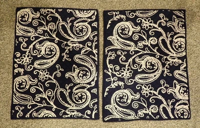 2 Martha Stewart Pillow Shams - Paisley Vine Collectors Quilt - Navy & White - Image 1 of 4