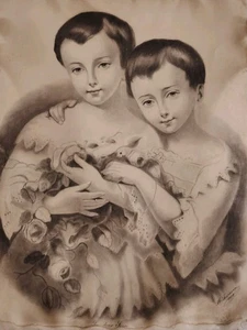 Trés Beau Grand Dessin De Laparra " Les Deux Sœurs" Signé Et Daté 1908 - Imagen 1 de 17