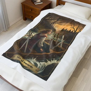 Seis de Espadas Cartas del Tarot Astrología Adivinación Peluche Manta Lanzamiento Suave - Imagen 1 de 14