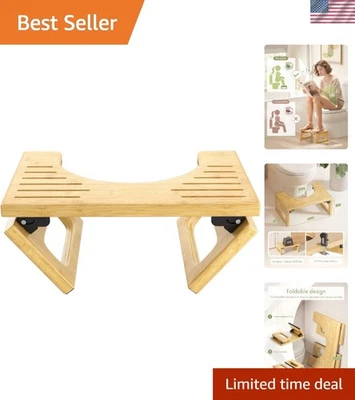 Taburete en cuclillas de bambú de 7 pulgadas que ahorra espacio con antideslizante para máxima comodidad Foto 1 de 4
