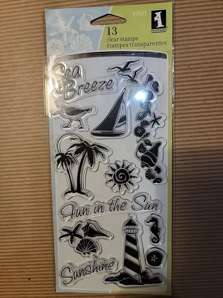 Conjunto de selos de acrílico transparente Coastal Beach por Inkadinkado 97521 NOVO! - Imagem 1 de 1