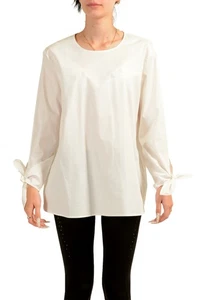 Hugo Boss Women's "Isolema" White Cotton Long Sleeve Blouse Top US 10 IT 46 - Picture 1 of 5