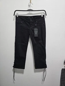 Guess Jeans Pants Womens Size 24 Capri Black Low Rise Drawstring Bottom - Picture 1 of 3