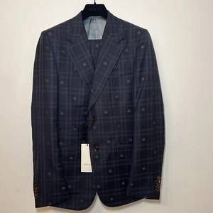 Gucci Men’s Heritage Checkered Blue Suit With Bees - 50 R - Brand New - UK Only - Picture 1 of 12