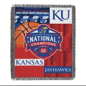Kansas Jayhawks 2022 NCAA Men's Basketball National Champions Tapestry Throw New - Picture 1 of 5
