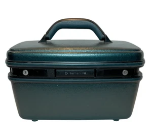 Vintage Samsonite Silhouette 5 Train Case Hard Shell Luggage Green Tilt Mirror - Picture 1 of 10