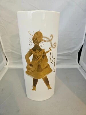 Fürstenberg Vase Mandoline Spieler in Gold Made in West Germany  Neuwertig - Bild 1 von 4