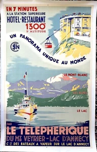 Le Telepherique du Lac D'Annecy by Henry Reb 1939 Lake Annecy SNCF poster - Picture 1 of 1