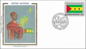 Sao Tome And Principe National Costume Dress Flag Map U Gold Folio Silk FDC 1985 - Picture 1 of 1
