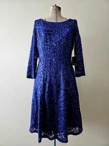 Marina Dress Gown Cobalt Blue Sequin Lined Cocktail Formal Wedding Sz M NWT - Bild 1 von 20