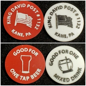 Set of 2 King David Post #1132 Kane PA tokens gft179 - Picture 1 of 4