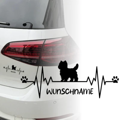 UNIDAMO Auto Aufkleber | West Highland White Terrier Wunschname Herzschlag Sticker 265