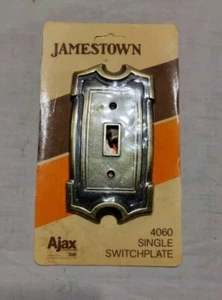 Jamestown Collection By Ajax Single Switch Plate Brass Scovill New - Picture 1 of 2