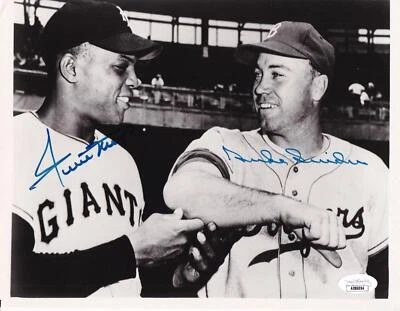 Duke Snider & Willie Mays Signed Autographed 8x10 Baseball Photo JSA COA  - Image 1 of 3