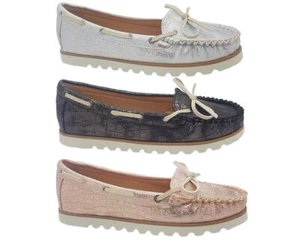 Ladies Shoes Cherry Frankie Silver,Rose Gold,Bronze Flats Slip On Shoe 5-10 - Picture 1 of 4