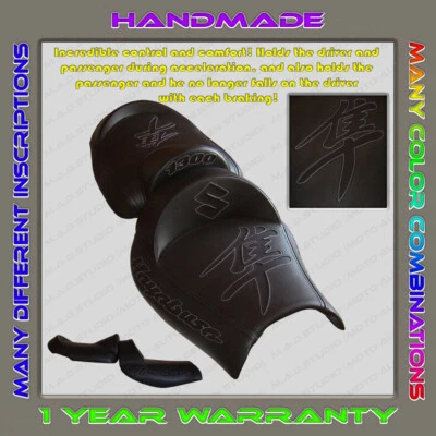 FUNDA ASIENTO Personalizada Suzuki Hayabusa 99-07 Negra+Negro+Gris-efecto brillo (3​almohadas) Foto 1 de 4