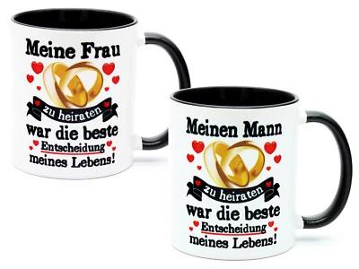 Mann & Frau Hochzeitstag Geschenk Tasse Ehe Weihnachten Jahrestag Valentinstag - Bild 1 von 2