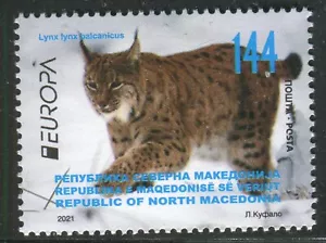 266 - NORTH MACEDONIA 2021- Balkan Lynx - Fauna - MNH - Picture 1 of 2