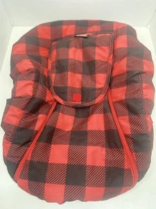 Jolly Jumper Arctic Sneak-A-Peek Infant Car Seat Cover Red Plaid - Picture 1 of 9