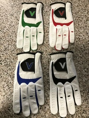 Mens Premium Leather Golf Glove MLH Leather Palm Wear On Left Hand 6 Pack - Image 1 of 2