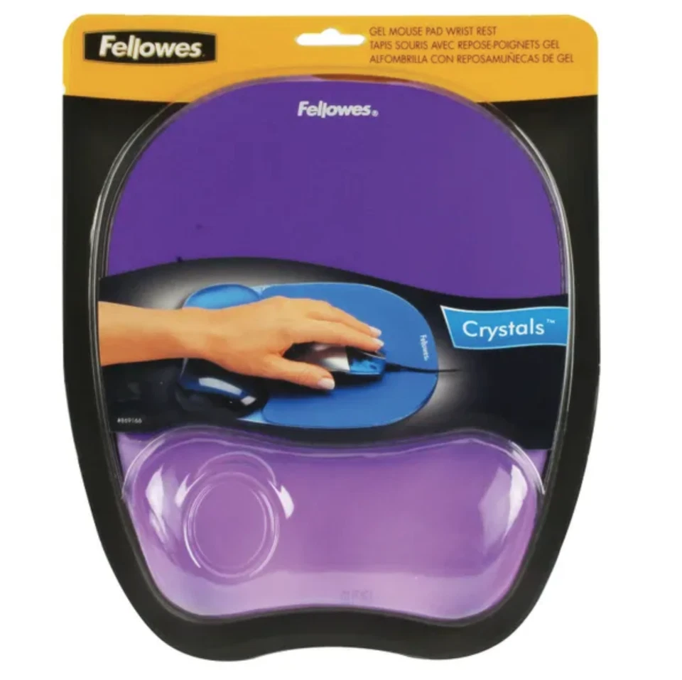 Fellowes Crystal Gel Mouse Mat with Wrist Rest - Purple - NEW +FREE NEXT DAY DEL - Image 1 of 1