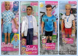 4 Modern Barbie KEN - Lifeguard, Soccer, Dentist, HPL74 Dark Complexion - Picture 1 of 12