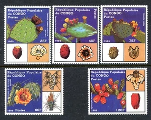 Kongo 832-836, postfrisch, Pflanzen Kakteen Blumen 1989. x45004 - Bild 1 von 1