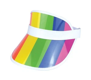 Adults Pride Visor Hat Neon Rainbow LGBTQ Gay Parade Fancy Dress Party Cap - Picture 1 of 3
